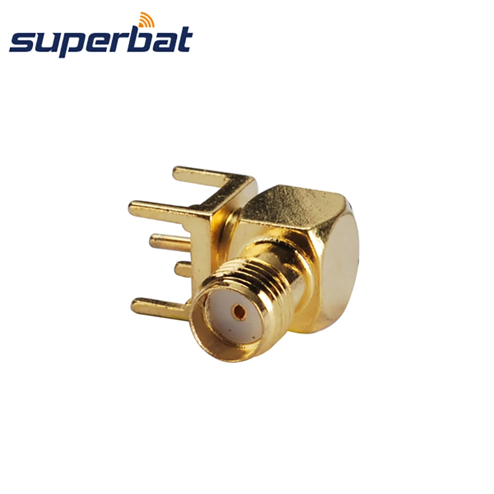 Superbat SMA thru hole Female Right Angle PCB Mount Short Version RF Coaxial Connector