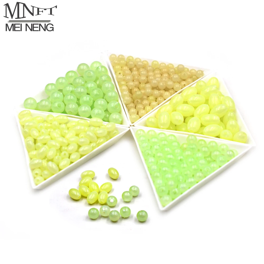 

MNFT 50/100/200pc 5 Size Luminous For Night Fishing Bead Olive Round Glow In Fishing Lure Plastic The Dark Lure Floating Tackles