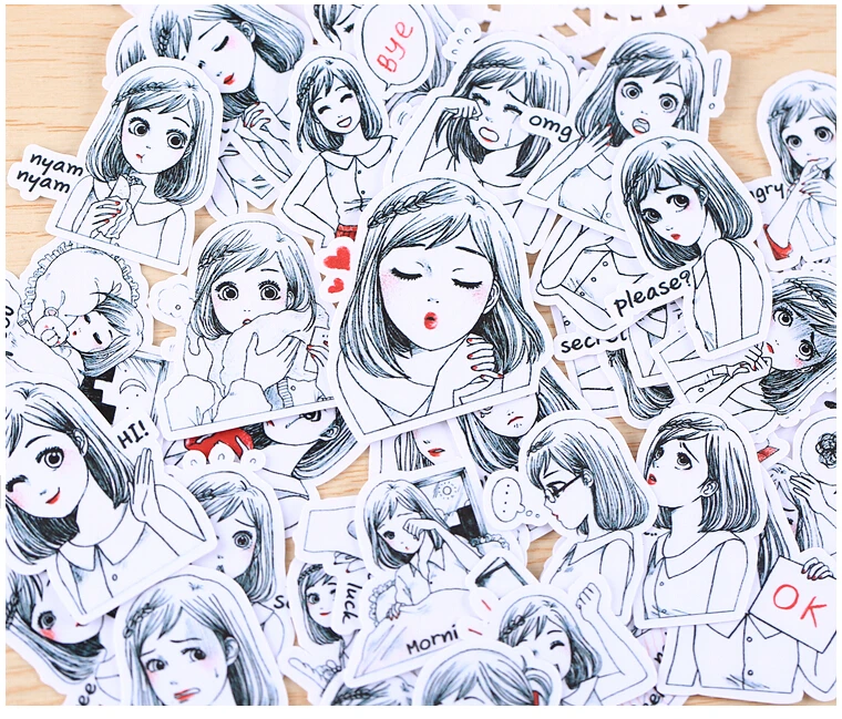 39pcs Creative Cute Self-made Girlhood Girl Stickers Scrapbooking Stickers /decorative Sticker /DIY Craft Photo Albums