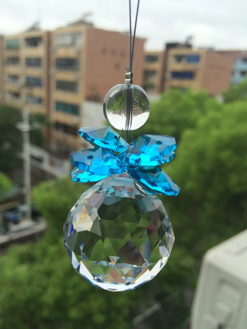 Beautiful Glass Beads With Crystal faceted ball Pendant For Christmas Tree Decoration/ Suncatcher Hanging Home Decoration