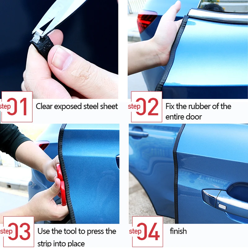 2/5/10m Car Door Seal Edge Protector Auto Sealing Tape Strips Guard Trim Automobile Door Trunk Stickers Decorative Seal for Cars