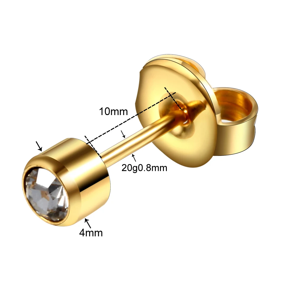 Par de pendientes estériles de acero para la oreja, Piercing para el cartílago de la oreja, para pistola de pendientes