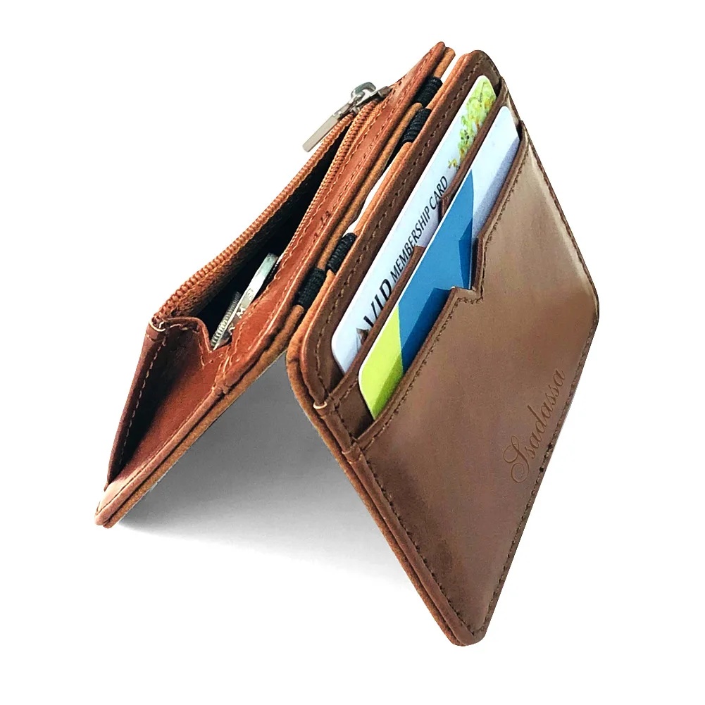 New Fashion Man Small Leather Magic Wallet With Coin Pocket Men\'s Mini Purse Money Bag Credit Card Holder Clip For Cash