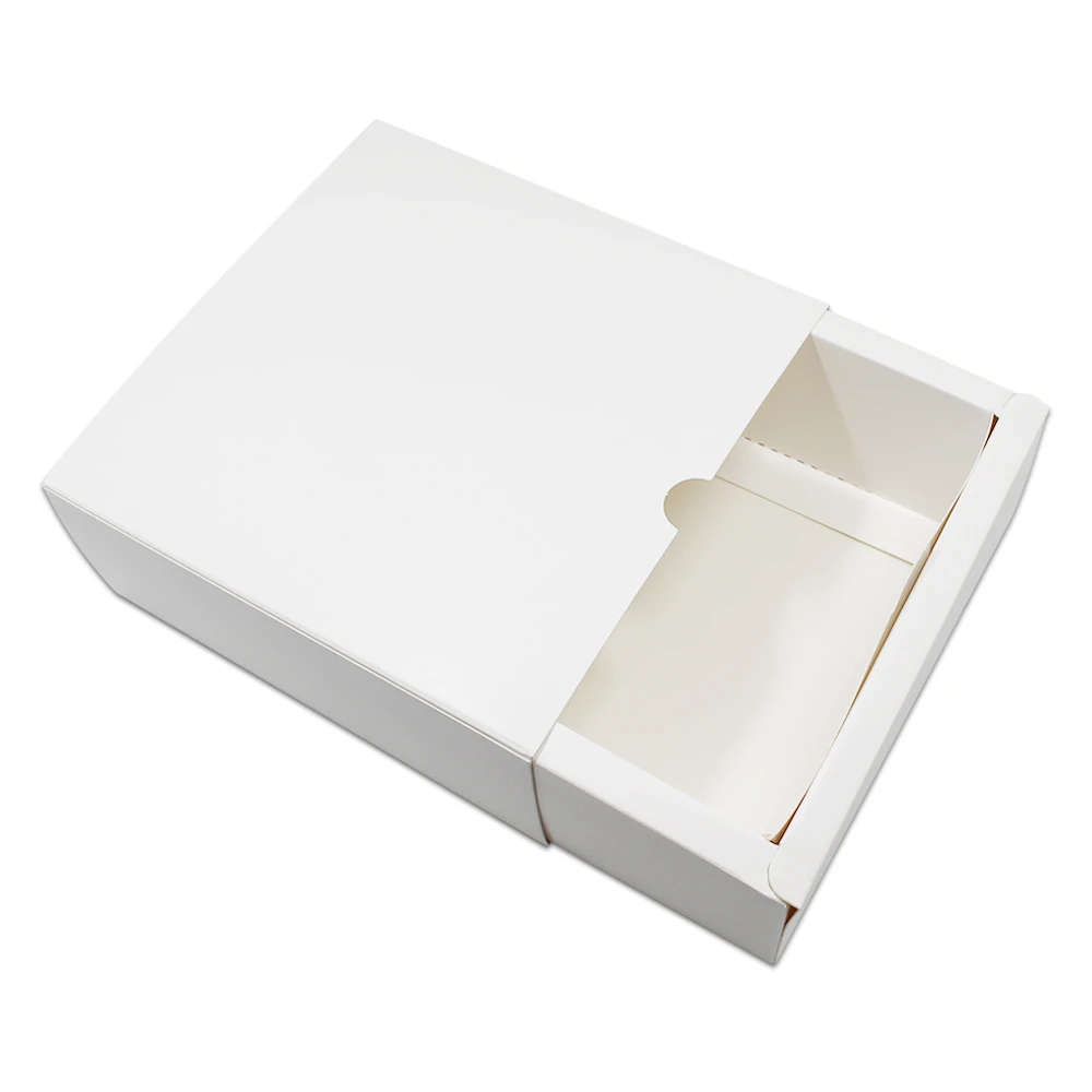 15pcs/lot White Kraft Paper Drawer Box Paperboard Packaging Wedding Birthday Candy Gift Craft Cardboard Jewelry Party Pack Boxes