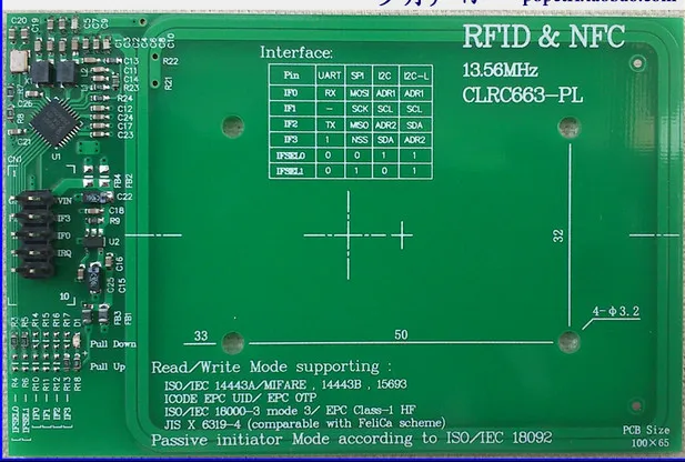    CLRC663 module RFID/NFC read and write   board distance