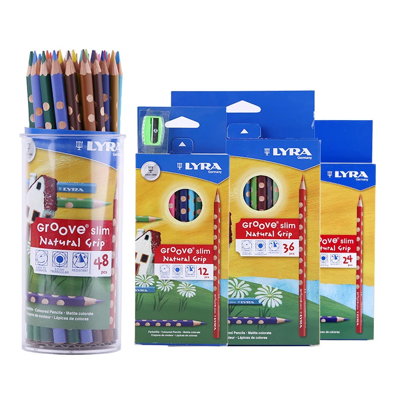 LYRA Concave hole pencil 12/24/36 color children pupil art painting triangular color pencil