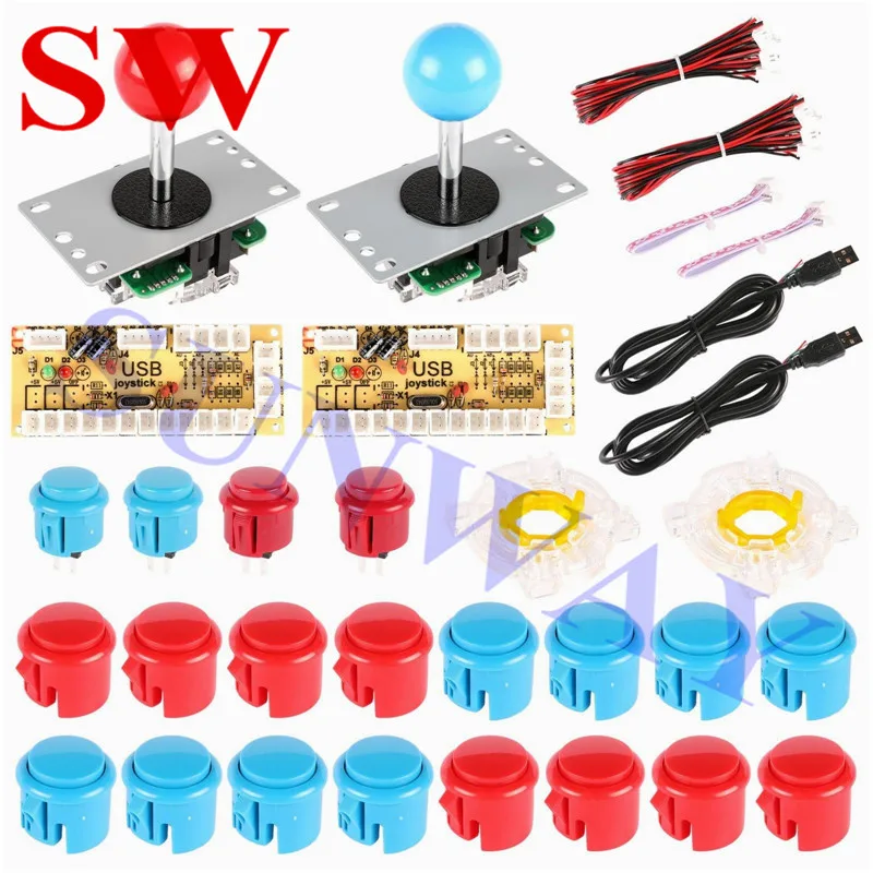 2 Player Arcade Kit DIY Parts For Copy Sanwa Style Joystick+ Copy  Sanwa Push Button+2PCS Gate +PC In 2 USB Encoder