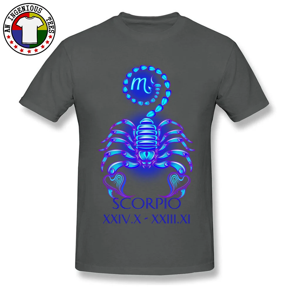 Blue SCORPIO The Scorpion Zodiac Tower T Shirts Mens Summer/Fall Tops Tees Short Sleeve Round Collar Print Tshirt On Sale