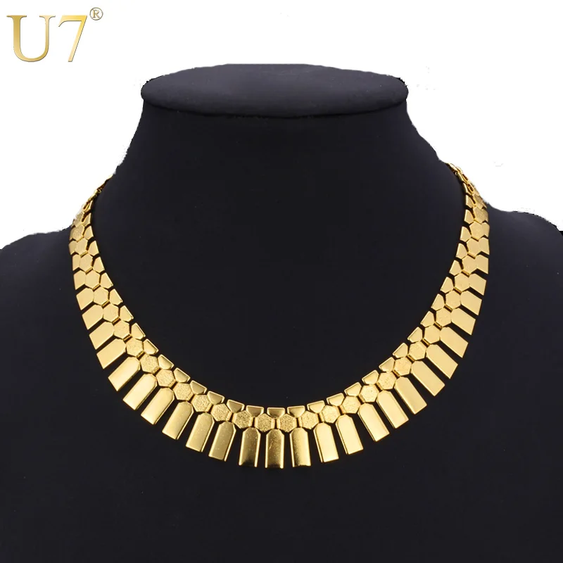 

U7 Gold Color Choker Necklace Big African Jewelry Sale Trendy Statement Tassels Bib Necklace For Women N348 QC24