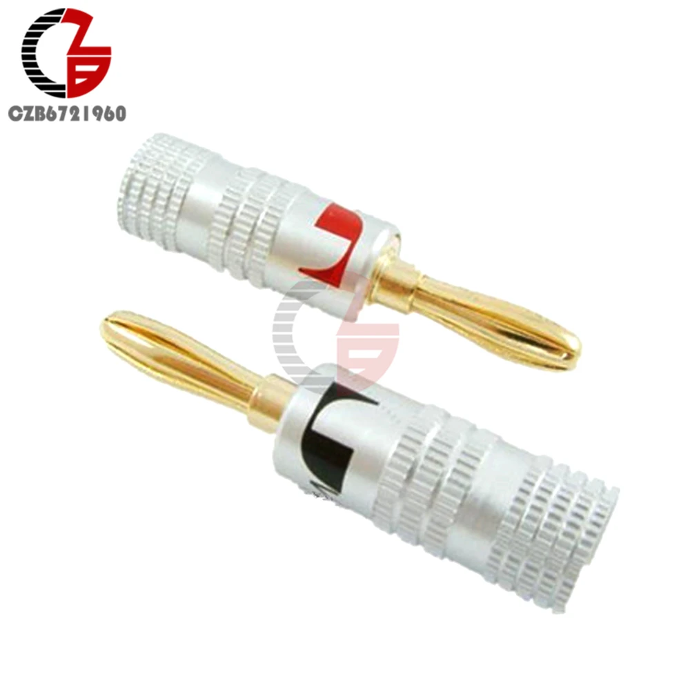 24K Gold Plated Speaker Banana Plug Pure Copper Audio Jack Sound Connector Intermediate Audio Connector