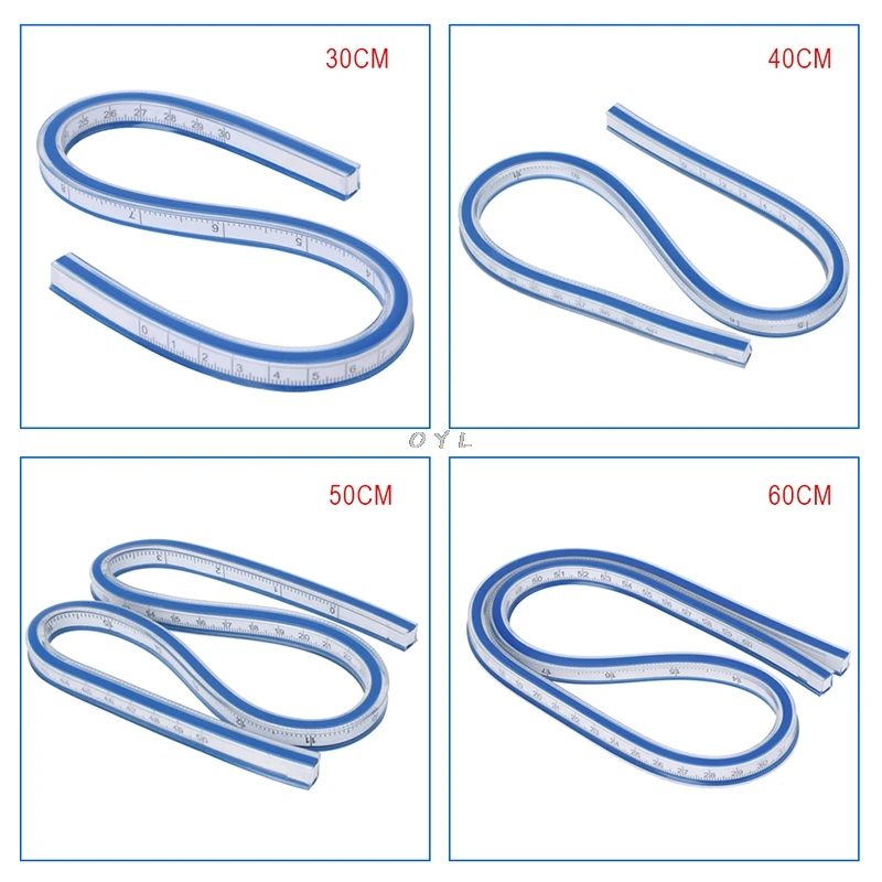 Flexible Curve Ruler Drafting Drawing Tool Plastic Vinyl 30cm 40cm 50cm 60cm