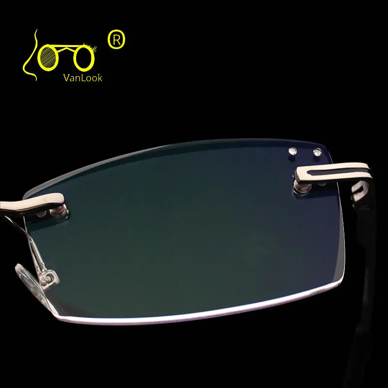 Rimless Reading Glasses Men Diamond Cutting Edge +1.00 1.50 2.00 2.50 3.00 3.50 4.00 Anti Reflective Fashion Spectacle Case Free