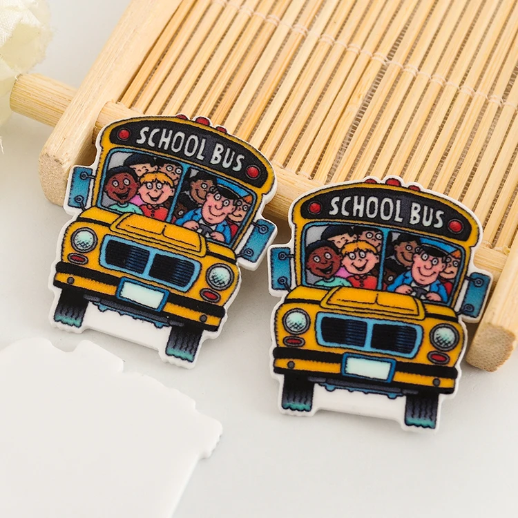 10pcs/lot   flat back resin planar school bus  DIY resin cabochons accessories