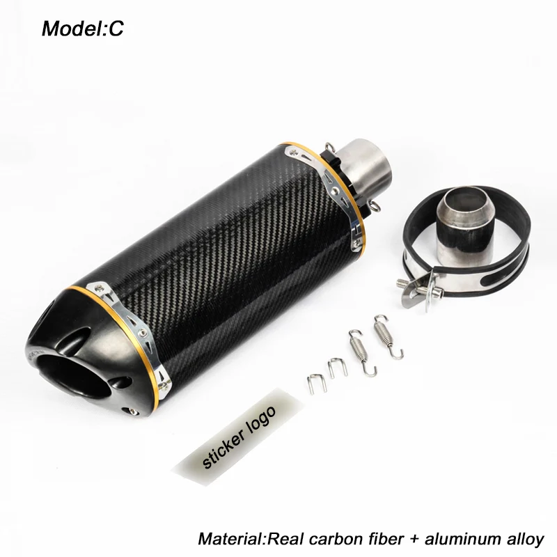 38mm-51mm Diameter Motorcycle Exhaust Muffler Pipe With DB Killer Modified For 370mm 385mm Length Silencer System Baffler Pipe