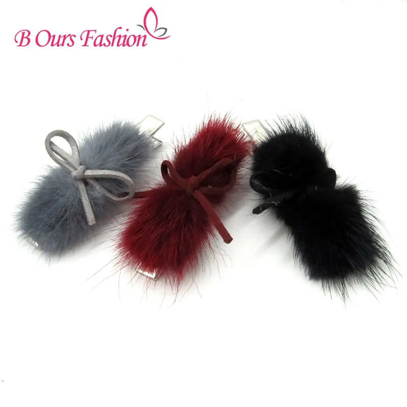  fashion fur with suede bow hairclips hairband children adult fashion hair accessories alligater