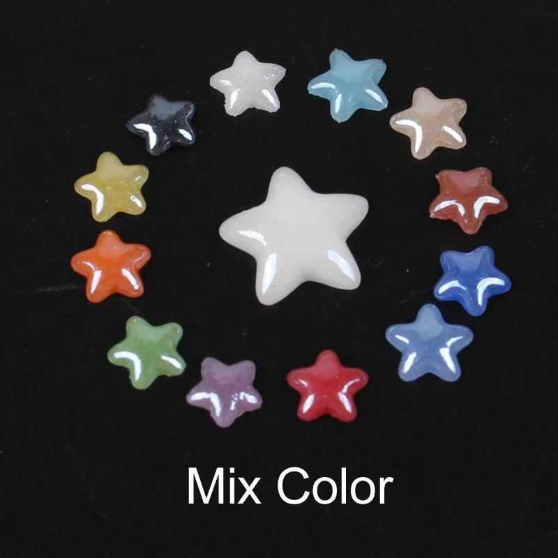 New! Five Star Shape Nail art Ceramic Bead 18 Color Mix color 4mm/8mm DIY Craft Flatback Pearl Stones For Nail art free shipping