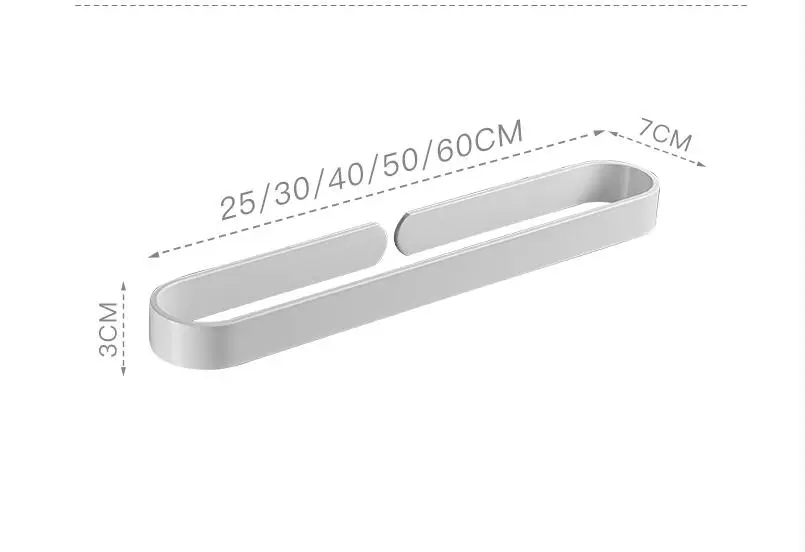 Nail free Solid Aluminum white Towel Bar Single Towel Rack Bathroom Matte white Towel Holder 30/40/50/60 cm