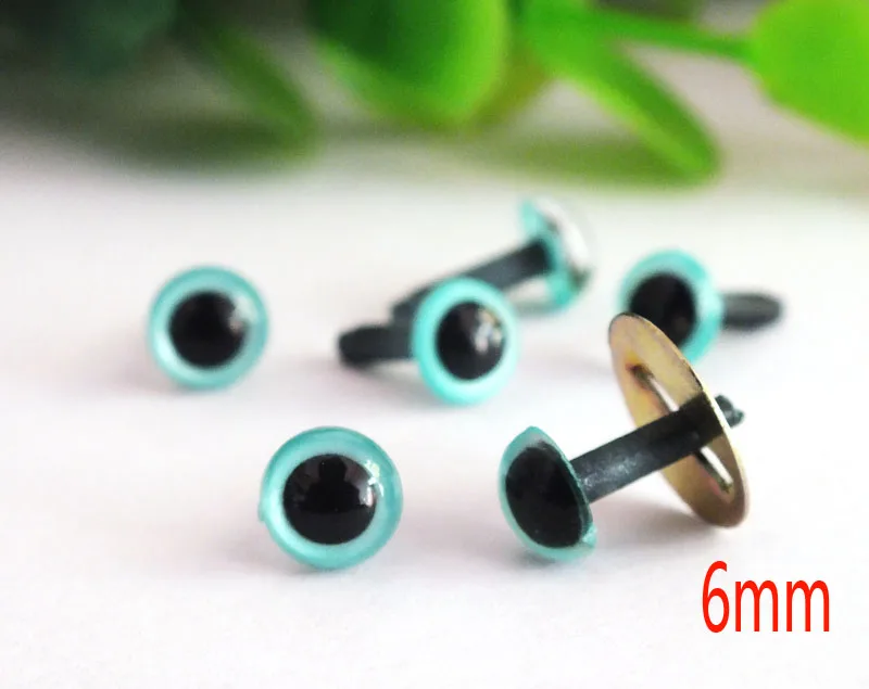 60 x pcs- 6mm Blue Plastic Safety Eyes for Making Dolls and Toys. Doll Making Accessories.