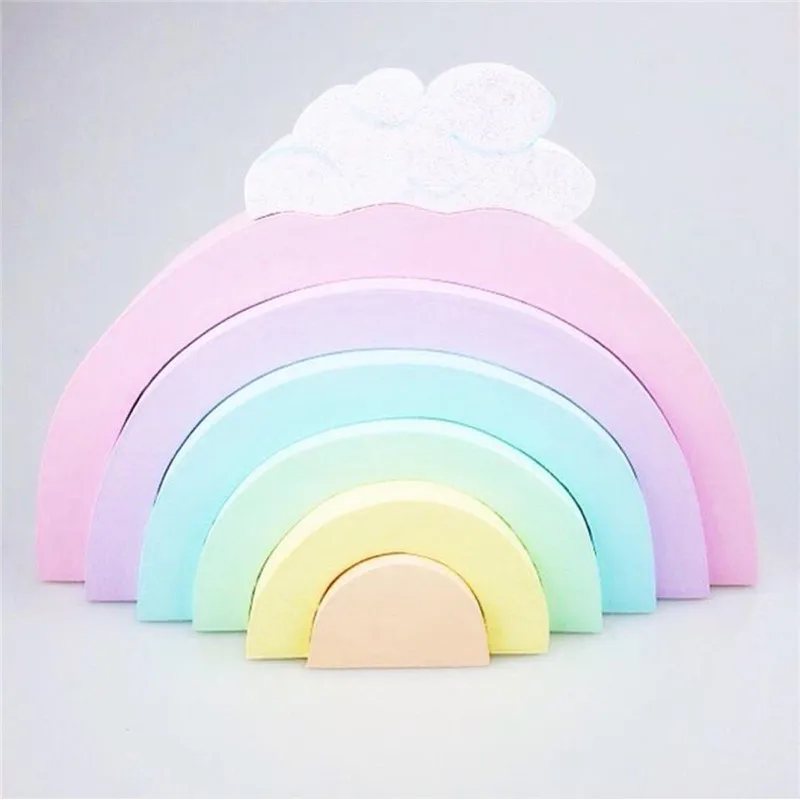 Holz 1 Satz Regenbogen Blöcke Frühe Pädagogische Spielzeug Bausteine Ornamente Kinder Umweltschutz Farbe Spielzeug Room Decor