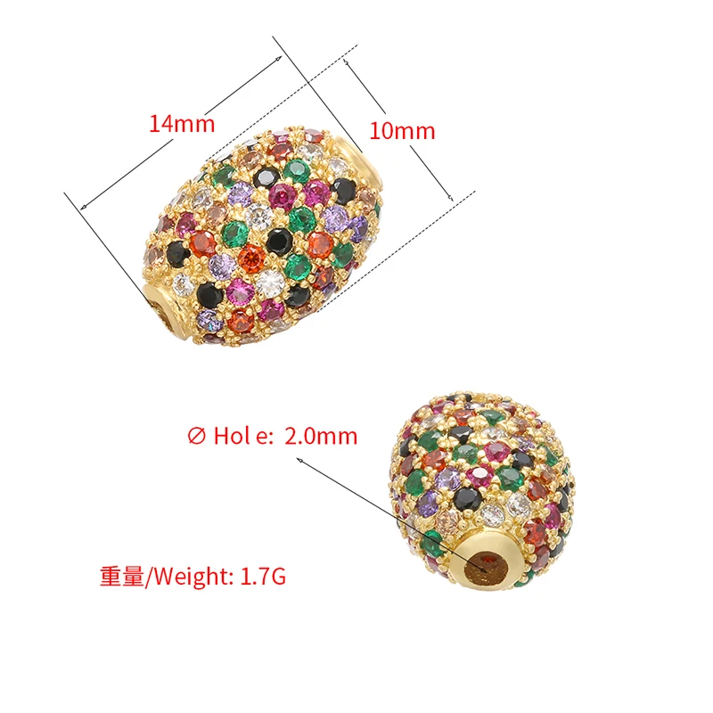 ZHUKOU 10x14mm Oval Brass Candy Spacer Beads for Women Necklace earrings bracelet Jewelry Accessories Making Model: VZ224