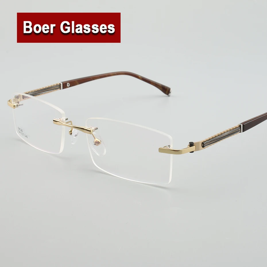 

Business style alloy Male Eyeglasses light weight Men Frames Rimless Glasses Myopia Spectacle Optical Prescription #58130