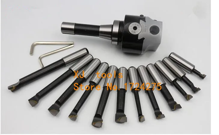 

R8 taper, M12 thread, F1-18 75mm boring head with R8 shank and 12pcs 18mm boring bars, boring head set, F1 boring head