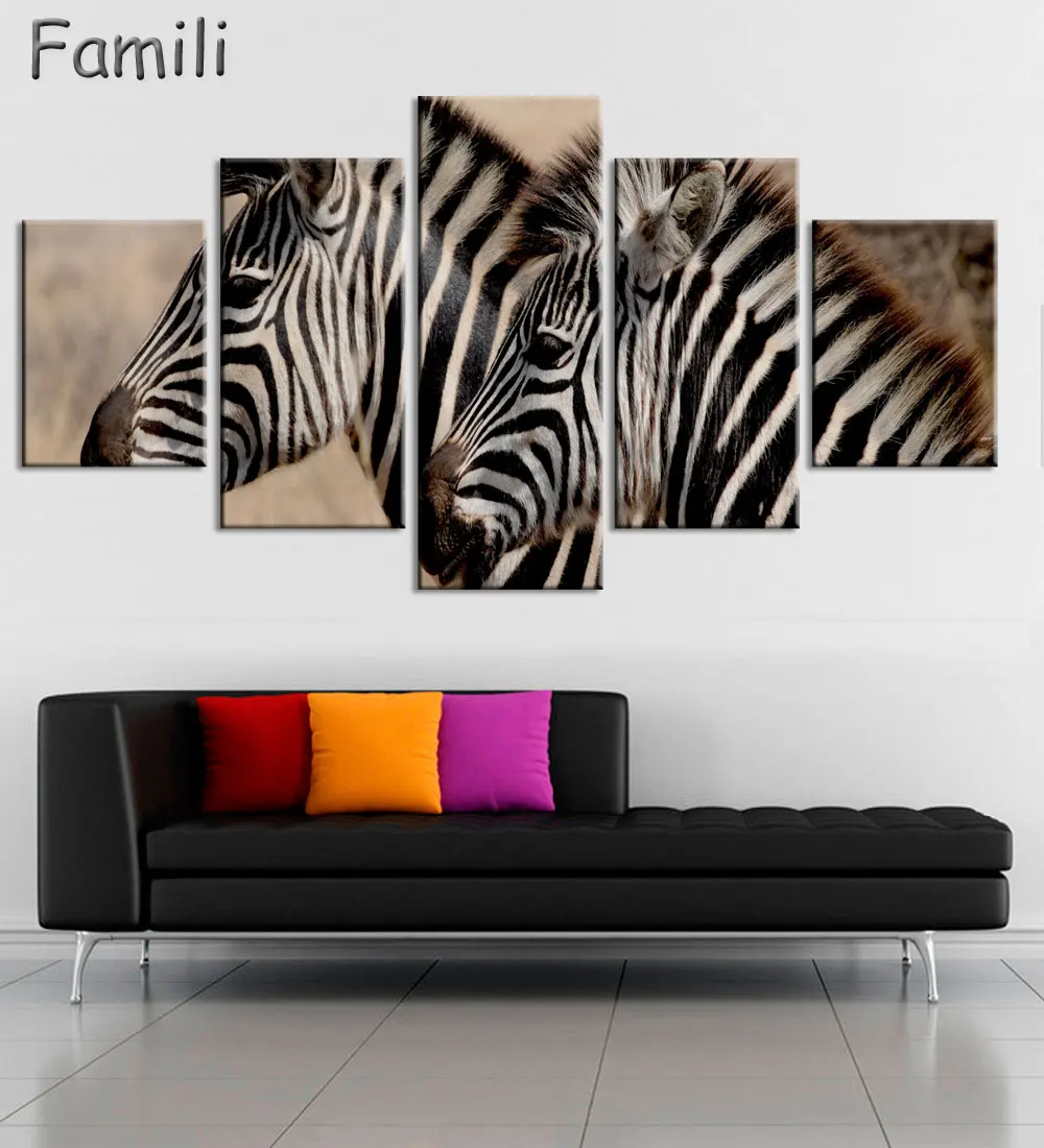 5Piece Unframed Wall Painting Animal Zebra Canvas Art Poster Prints Art Picture For Room Artwork Wall Hanging Quadros Home Decor