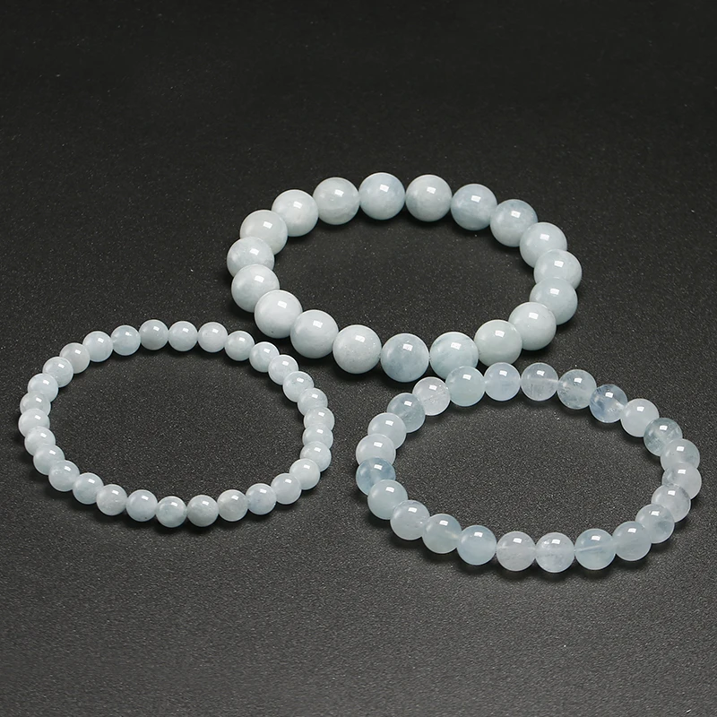 Personalized Natural Aquamarine Beads Bracelets Dropship