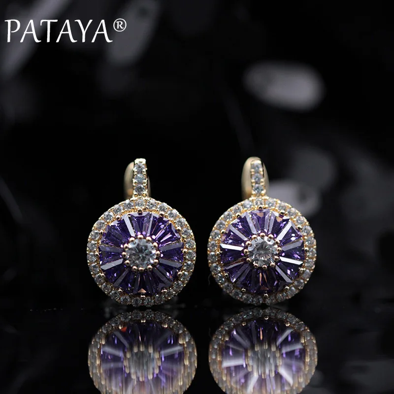 PATAYA New Original Design Limited 585 Rose Gold Color Luxury Micro-wax Inlay Natural Zircon Drop Earrings Women Wedding Jewelry