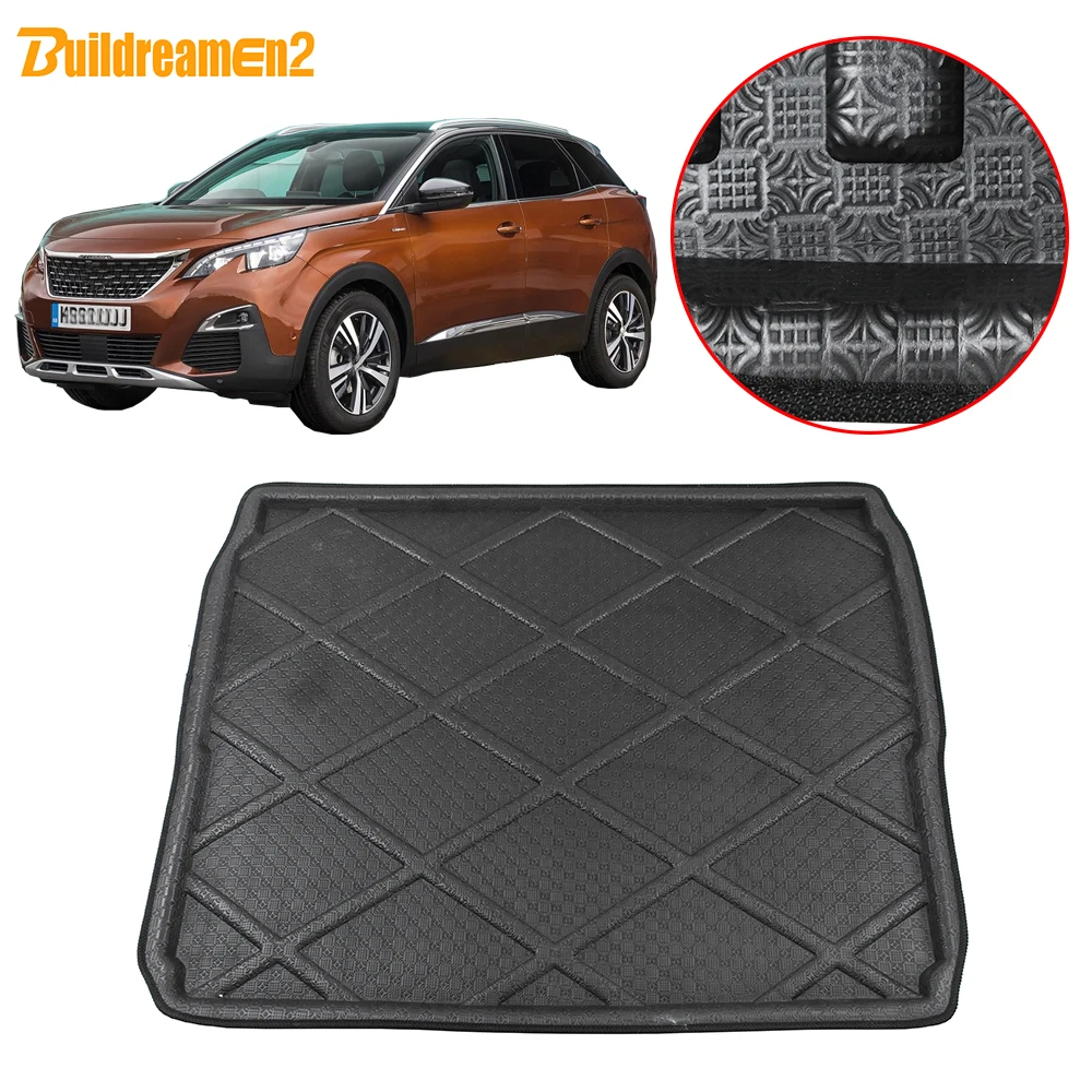 Buildreamen2 For Peugeot 3008 Car Accessories Tail Trunk Pad Boot Tray Liner Floor Cargo Mat Protection Carpet Waterproof