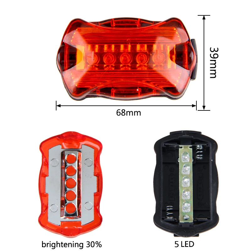 LED Bike Light 5 LED Rear Tail Daytime Running Light Red Bike Bicycle Back Light Rear Tail Parking Light