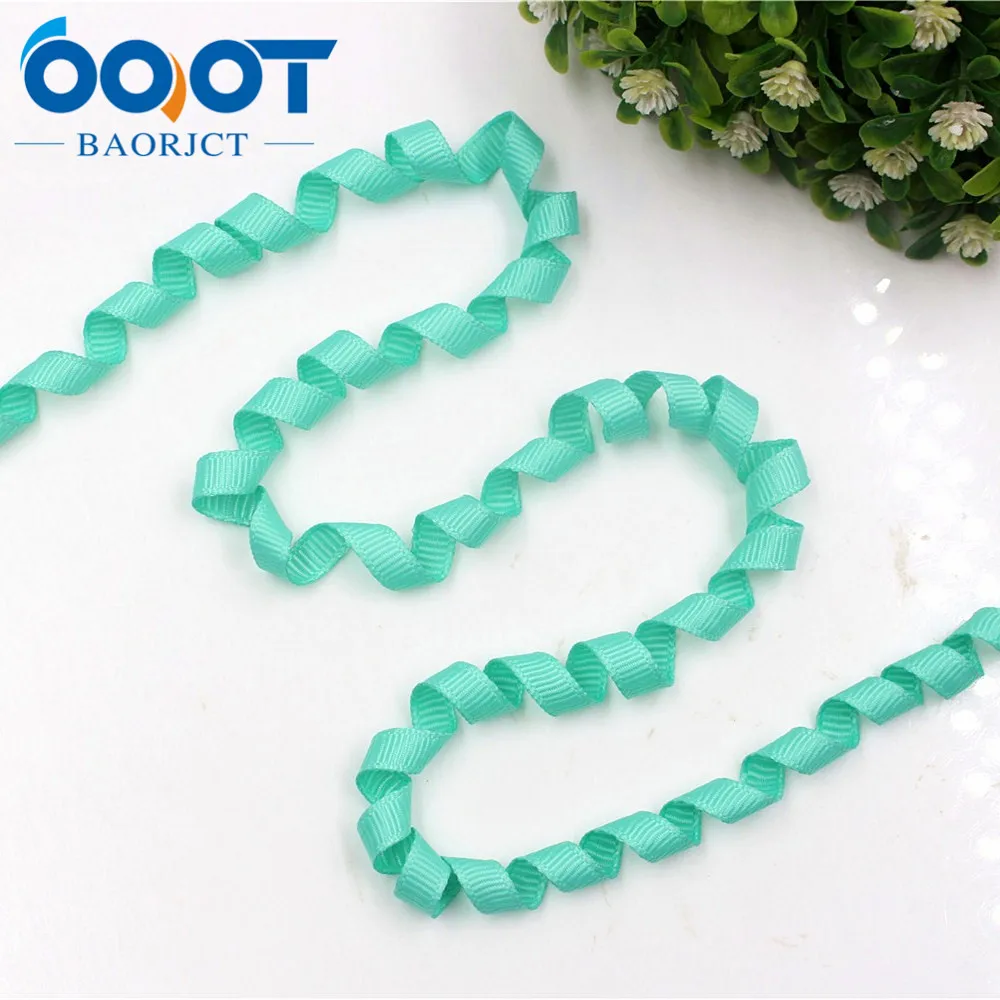 OOOT BAORJCT 178251 6mm Solid color Grosgrain Curly Ribbon For Hairpin Headwear Frizzle Ribbons For Crafts 10pcs/lot