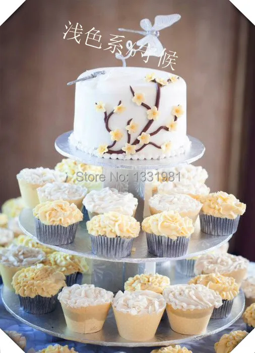 wedding decoration 3 Tier hot sell high quality Layout Beautiful Acrylic Cupcake Stand Party / Wedding / Festival Supplies