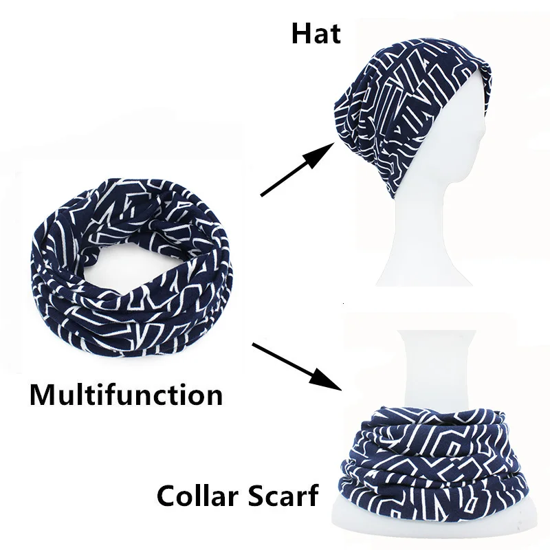 LOVINGSHA Autumn Winter Letter Design Hats For Men Thin Hat Multifunction Women Skullies Beanies Fashion Feminino Scarf HT114