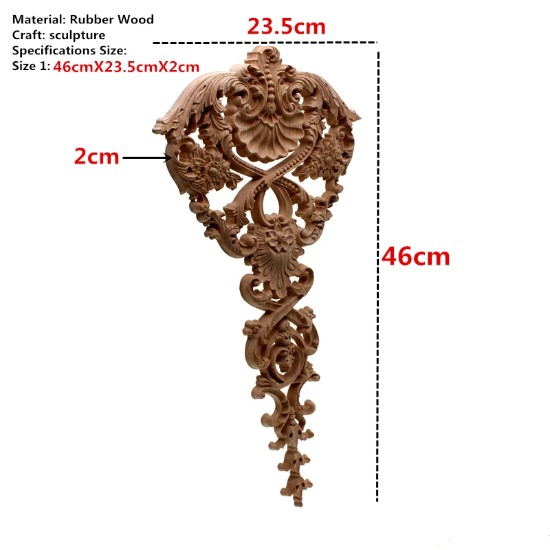 European Oak Wood Floral Carving Applique vintage Home decor Decoration Accessories Door Cabinet Furniture Figurines