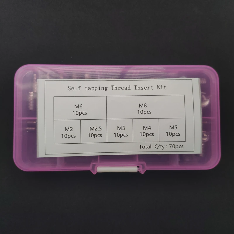 70Pc M2 M2.5 M3 M4 M5 M6 M8 Rvs Zelftappende Draad Sleuven Inserts Set Draad Reparatie Tools set Draad Inserts Kit