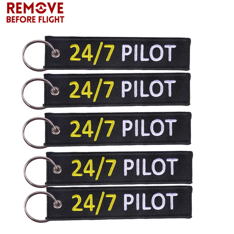 New Keychain 24/7 Pilot Epaulette Style Key Chain Luggage Tag porta chaves Outstanding Embroidery for Aviation Lover Gifts 5 PCS