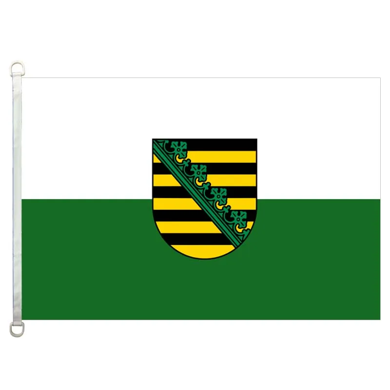 Saxony  national  flag,90*150CM size, 120g/m2 knitted polyester fabric,with two D ring