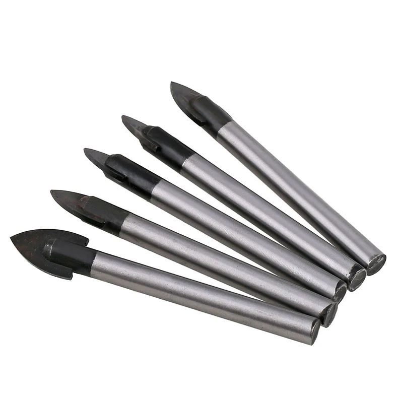 6mm 8mm 10mm 12mm Chrome Steel Carbide Spear Black Finished End Glass Marble Tile Porcelain Creamic Masonry Flat Spade Drill Bit