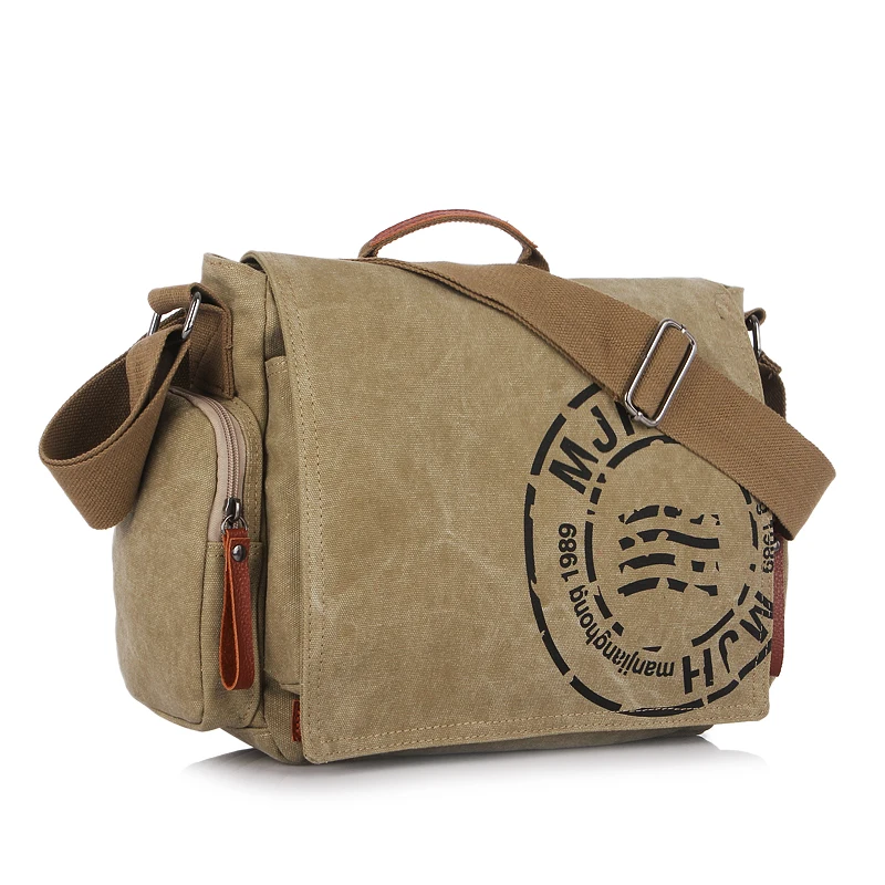 Manjianghong Vintage Heren Messenger Bag Man Handtas Canvas Schoudertas Postman Bag Mannen Casual Crossbody Printing Messenger Bags