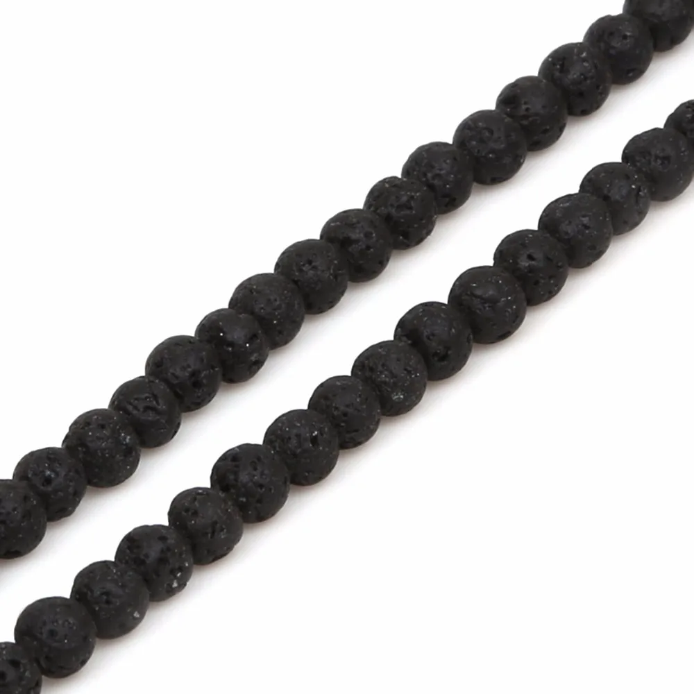 32-93Pcs Black Volcanic Lava Beads Lava Natural Stone Beads Round Volcanic-Stone Wholesale for Jewelry Making 4-12mm