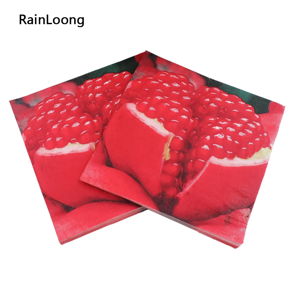 [RainLoong] Fruit Paper Napkin Megranate Para Festas & Party Decoration Tissue Guardanapo 33*33cm 1 pack (20pcs/pack)