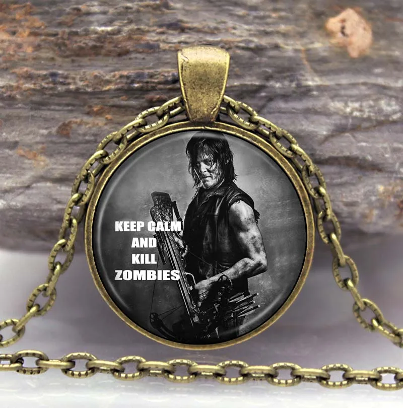 THE WALKING DEAD Necklace Pendant DARYL DIXON Crossbow Rick Grimes Punk Gothic Glasses Ancient Pendant Necklace Gift Chain