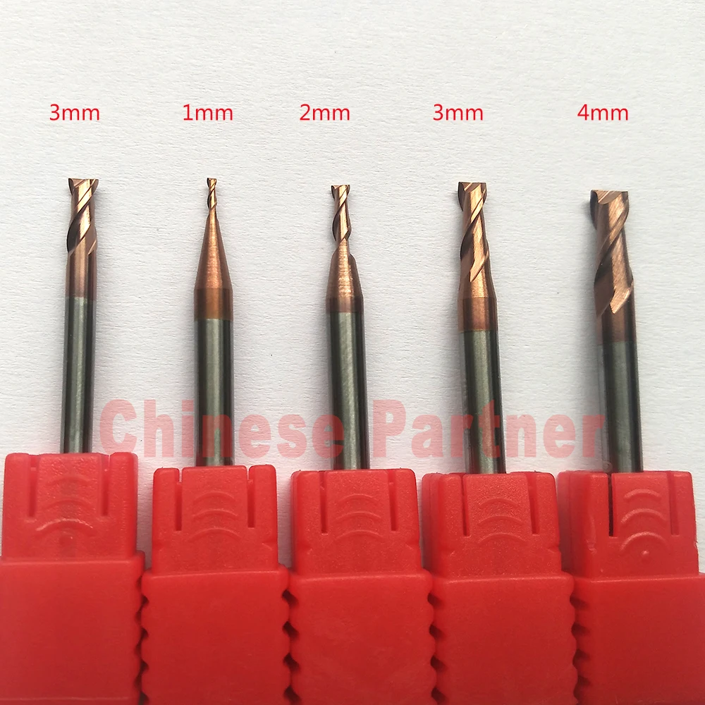 1pc 3mm hrc55 3x3x50 2 Flutes Bronze Flat end mills solid carbide Milling cutter Tools Carbide CNC Endmill Router bits