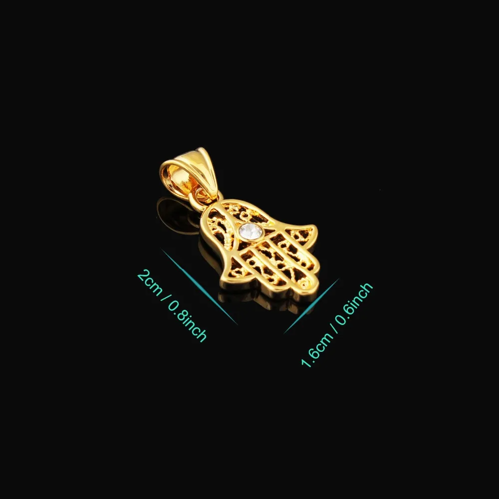 New Arrival . Gold Color Muslim Hamsa Hand of Fatima Crystal Fashion Pendant & Necklace for Women & Men, Gift & Jewelry