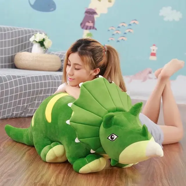 

stuffed plush toy large 90cm cartoon Triceratops green dinosaur plush toy plush toy soft doll pillow birthday gift s0244