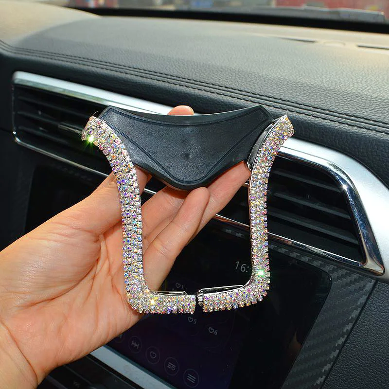 Bling Bling Diamond Universal Car Phone Holder Crystal Rhinestone Car Air Vent Mount Car iPhone Holder Clip Cell Phone Holder