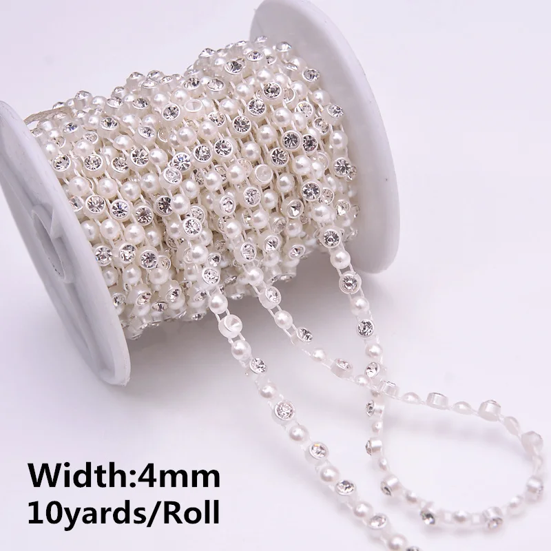 10yards/5yards Crystal Rhinestone Ivory ABS Pearl Chain Banding Trims Sewing Costume Applique 29 Designs Choose
