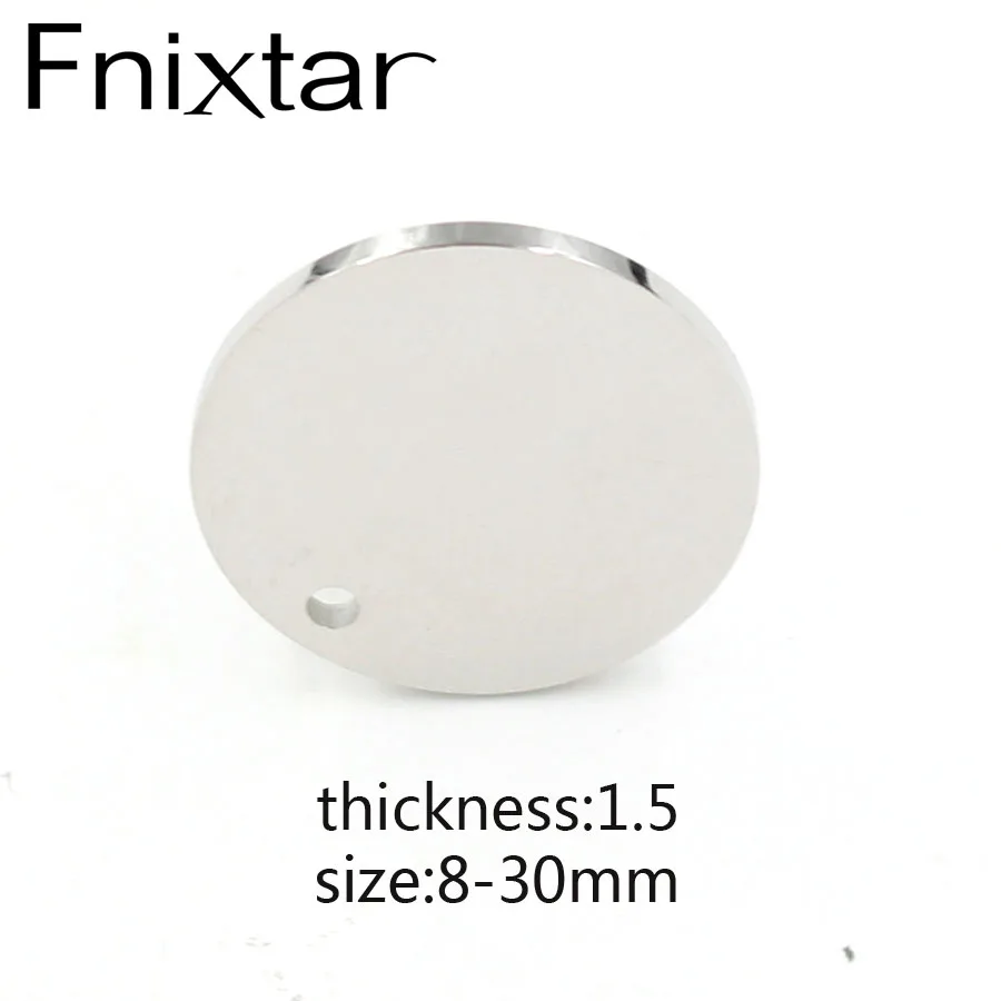 Fnixtar 20 sztuk/partia rozmiar 8-30mm lustrzany połysk zawieszki ze stali nierdzewnej okrągłe tłoczenie puste miejsca Charms dla DIY Making biżuteria naszyjnik