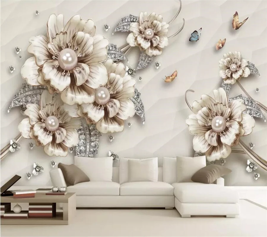 

beibehang Custom wallpaper 3d photo mural exquisite luxury three-dimensional jewelry flower TV background wall paper 3d mural